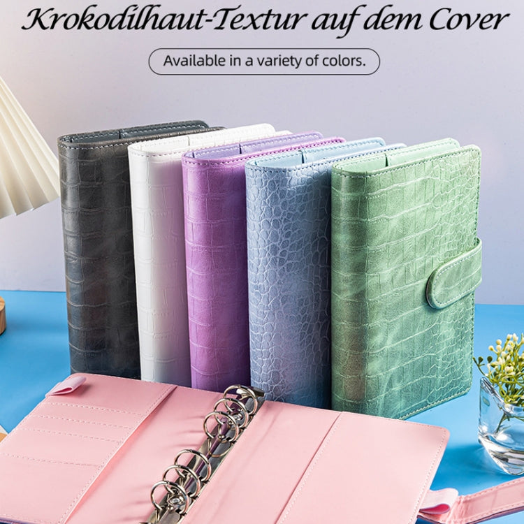 A6 German Loose Leaf Cash Budget Notebook Crocodile Pattern Macaron PU Leather Budget Planner(Gray)