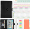 A6 Macaron Loose-Leaf Weekly Plan Monthly Plan Notebook PU Leather Multi-Function Storage Handbook(Black)