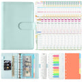 A6 Macaron Loose-Leaf Weekly Plan Monthly Plan Notebook PU Leather Multi-Function Storage Handbook(Blue)