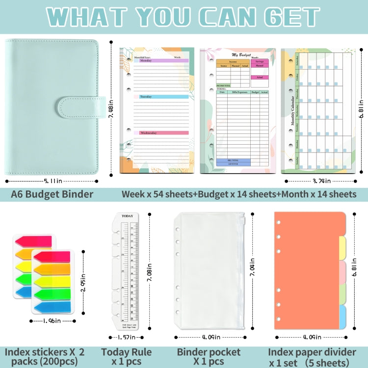 A6 Macaron Loose-Leaf Weekly Plan Monthly Plan Notebook PU Leather Multi-Function Storage Handbook(Black)