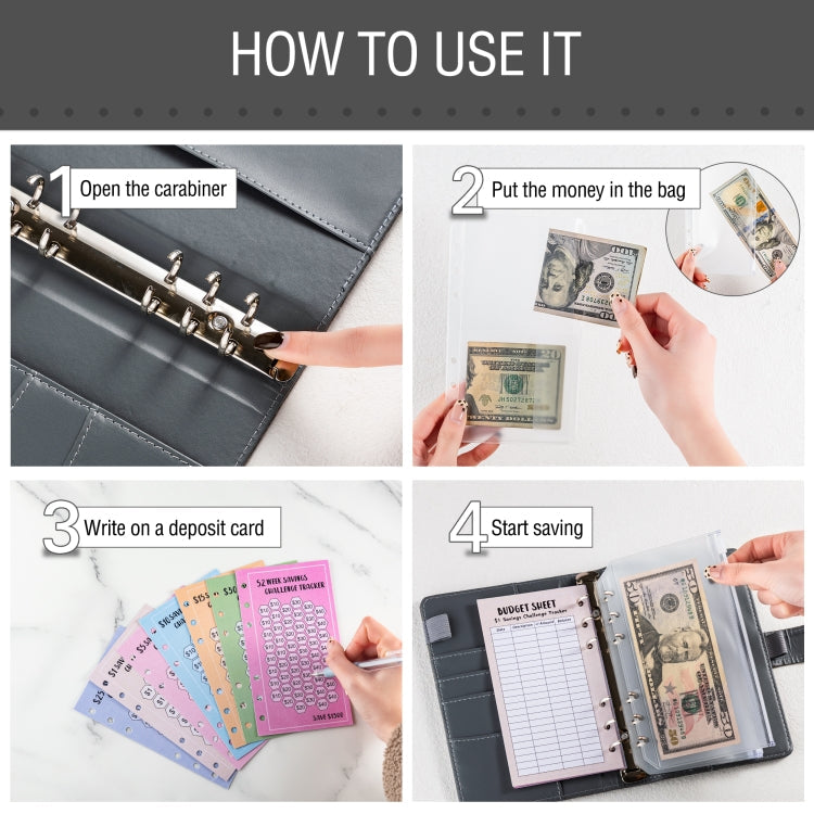 A6 Crocodile Pattern Money Saving Challenge Budget Notebook PU Leather Envelope Binder Budget(Blue)