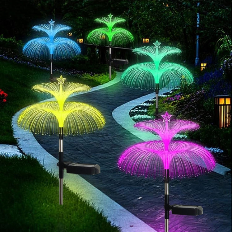 Solar Optical Fiber Jellyfish Lights Outdoor LED Waterproof Garden Decoration Ambiance Light, Style: Stars (Transparent Tube)
