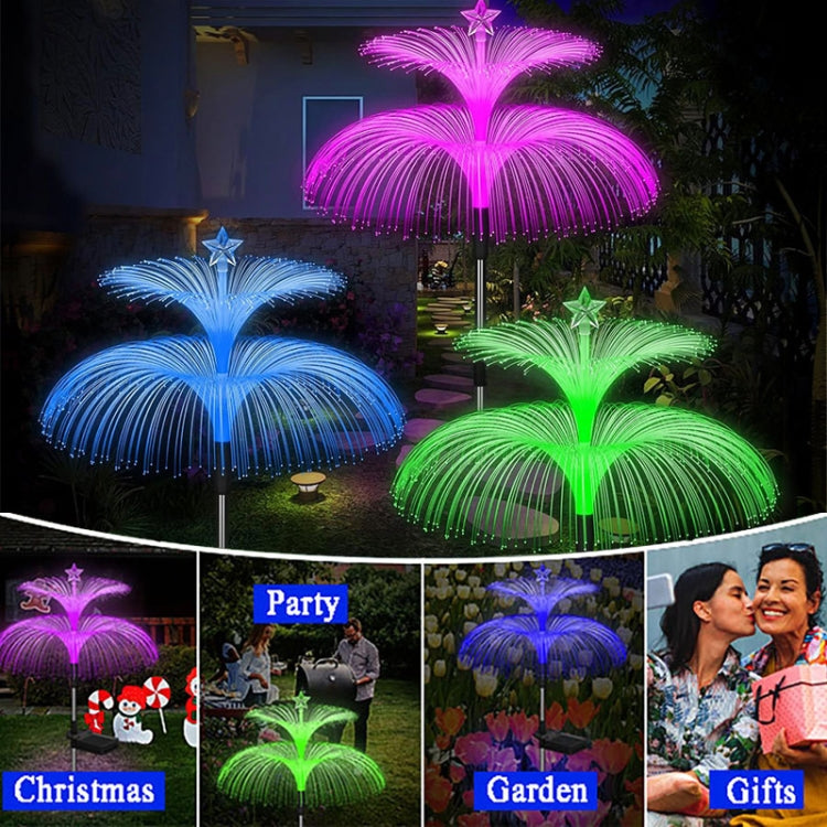 Solar Optical Fiber Jellyfish Lights Outdoor LED Waterproof Garden Decoration Ambiance Light, Style: Stars (Stainless Steel Tube)