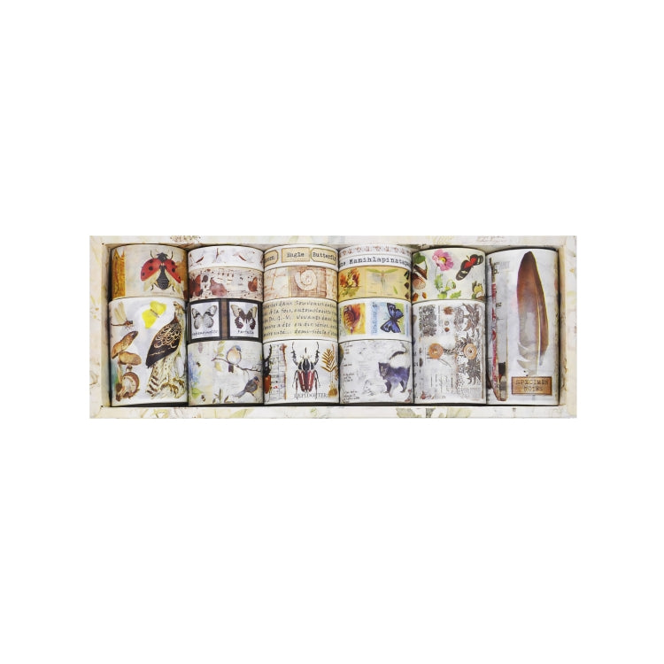 18rolls /Box  Nostalgic Memory Washi Tape Set Retro Style DIY Scrapbook Stickers, Style: Forest Dense Language
