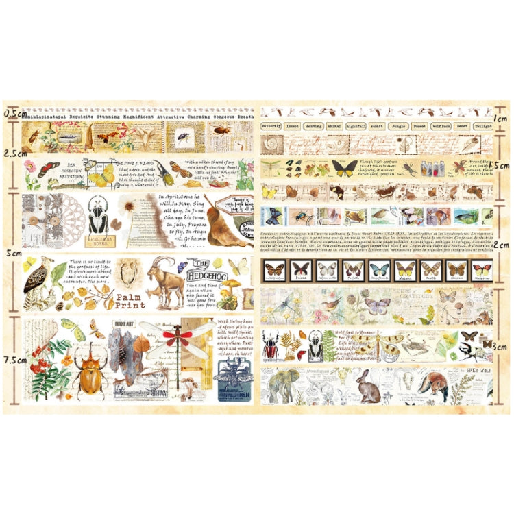 18rolls /Box  Nostalgic Memory Washi Tape Set Retro Style DIY Scrapbook Stickers, Style: Forest Dense Language