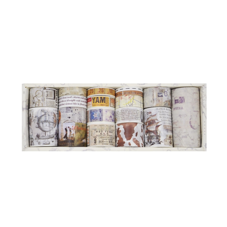 18rolls /Box  Nostalgic Memory Washi Tape Set Retro Style DIY Scrapbook Stickers, Style: World Travele