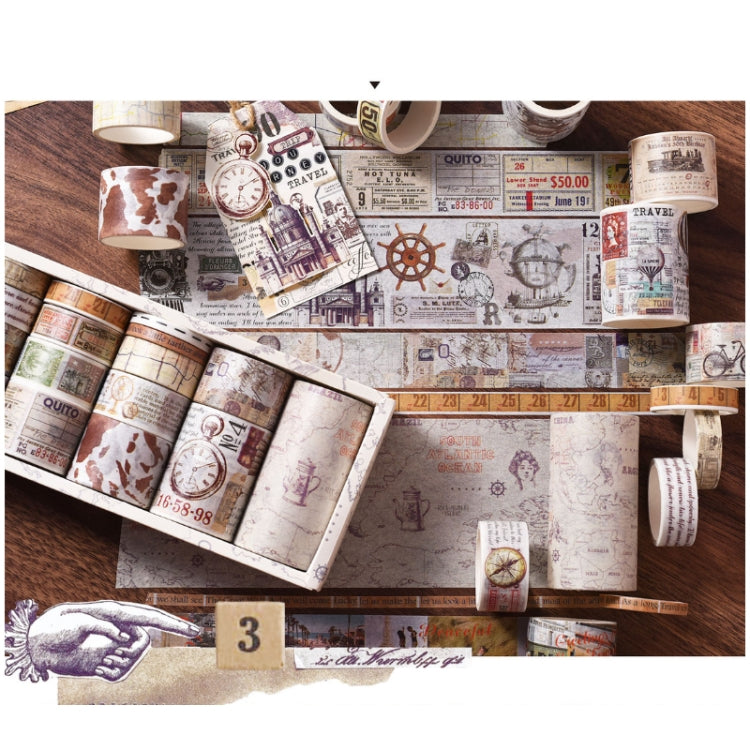 18rolls /Box  Nostalgic Memory Washi Tape Set Retro Style DIY Scrapbook Stickers, Style: World Travele