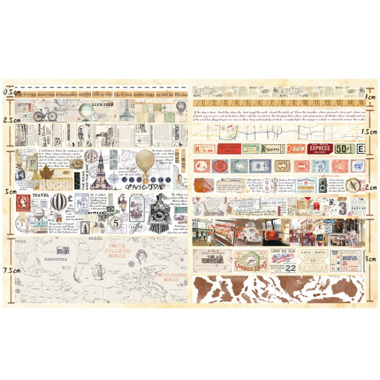 18rolls /Box  Nostalgic Memory Washi Tape Set Retro Style DIY Scrapbook Stickers, Style: World Travele