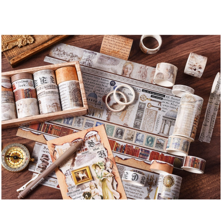 18rolls /Box  Nostalgic Memory Washi Tape Set Retro Style DIY Scrapbook Stickers, Style: Sealing Manuscript