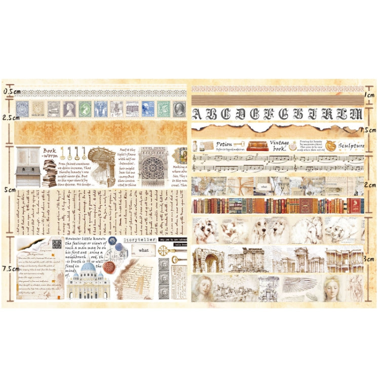 18rolls /Box  Nostalgic Memory Washi Tape Set Retro Style DIY Scrapbook Stickers, Style: Sealing Manuscript