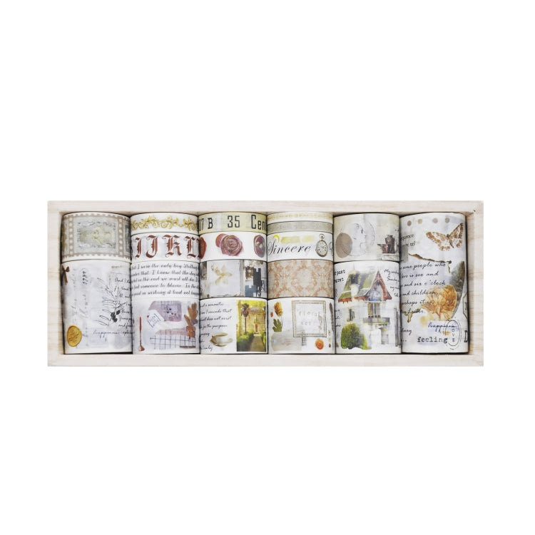 18rolls /Box  Nostalgic Memory Washi Tape Set Retro Style DIY Scrapbook Stickers, Style: Elegant Prelude