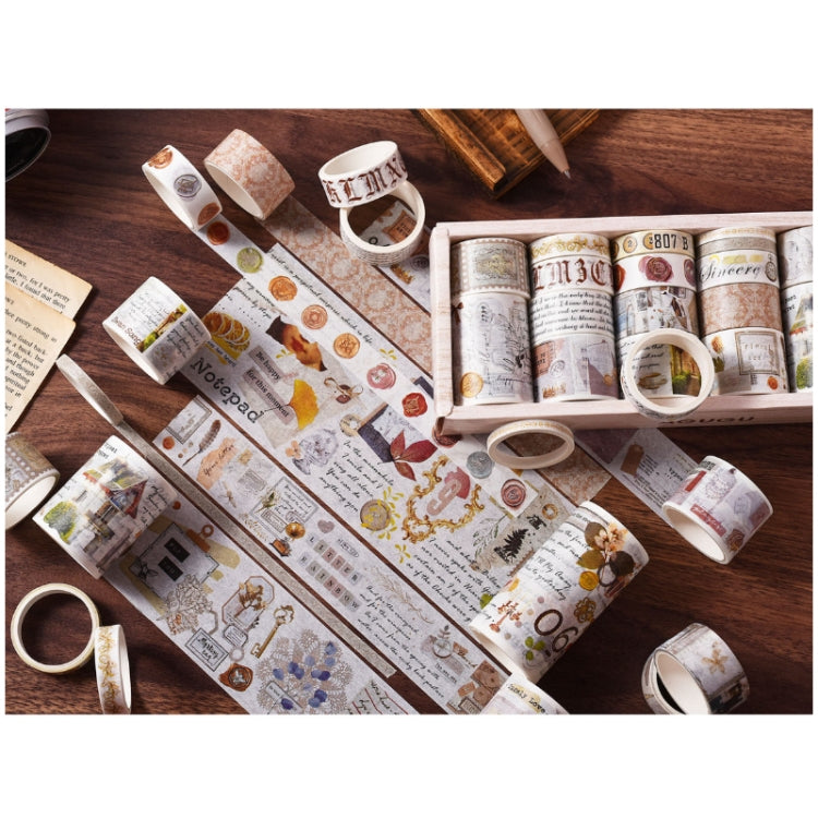 18rolls /Box  Nostalgic Memory Washi Tape Set Retro Style DIY Scrapbook Stickers, Style: Elegant Prelude