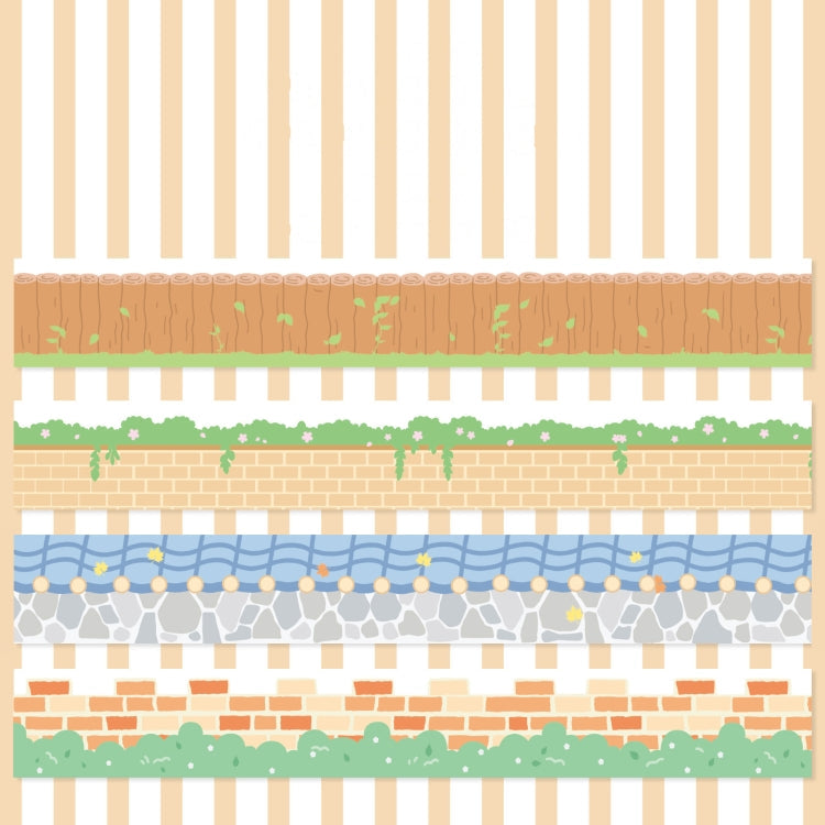 4rolls /Box 2.5cm x 2m Slow Life Washi Tape for Scrapbooking and Journal Decoration, Style: Garden Wall