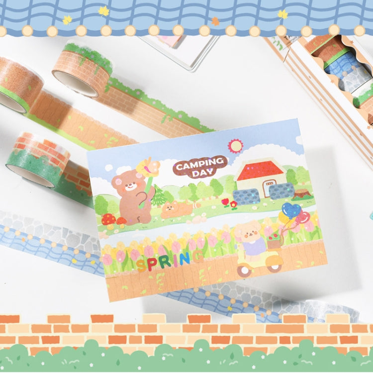 4rolls /Box 2.5cm x 2m Slow Life Washi Tape for Scrapbooking and Journal Decoration, Style: Garden Wall