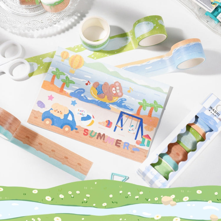 4rolls /Box 2.5cm x 2m Slow Life Washi Tape for Scrapbooking and Journal Decoration, Style: Secret Lake
