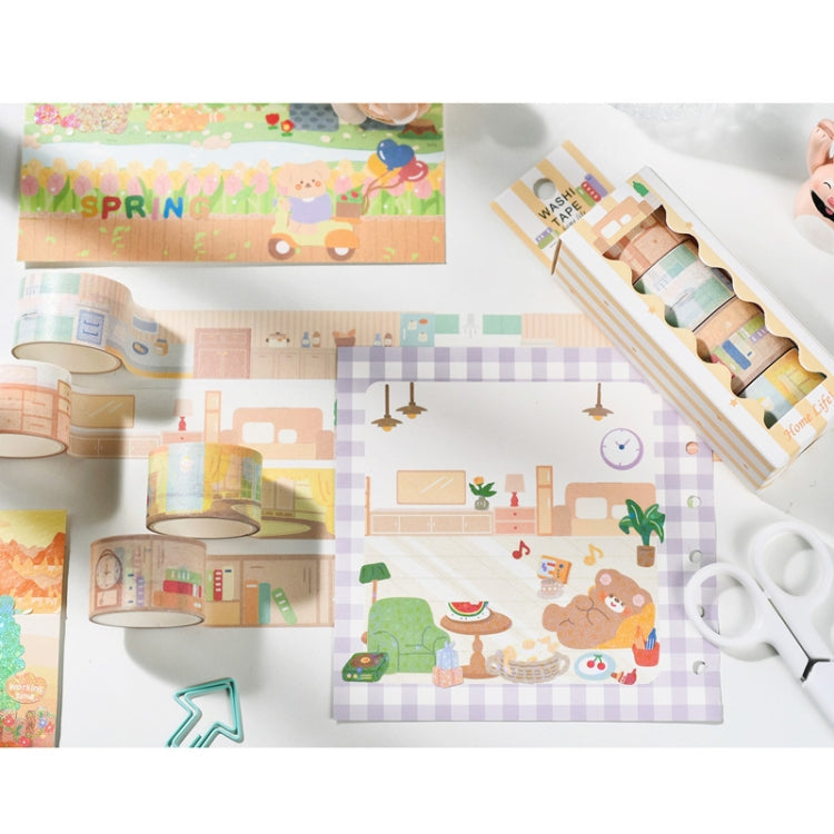 4rolls /Box 2.5cm x 2m Slow Life Washi Tape for Scrapbooking and Journal Decoration, Style: Household Life