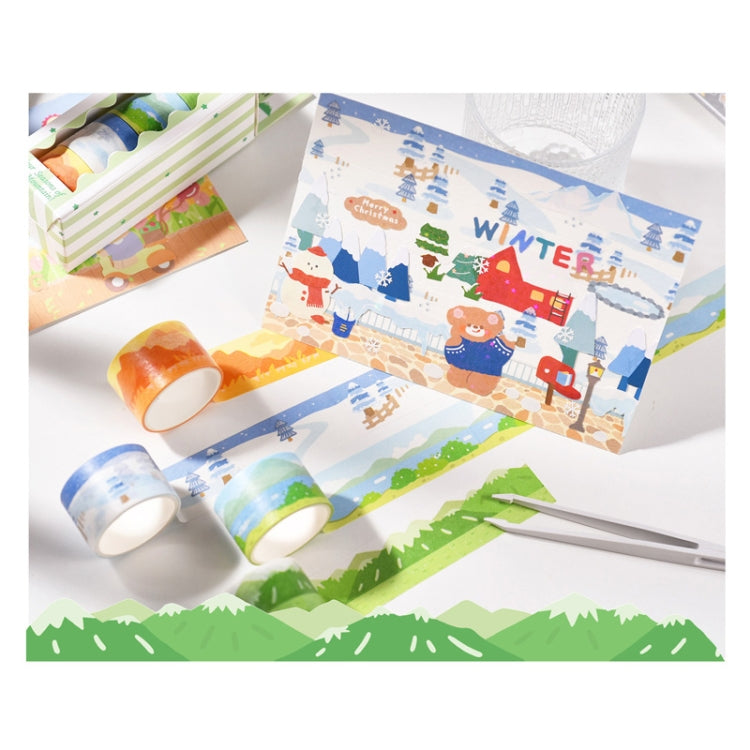 4rolls /Box 2.5cm x 2m Slow Life Washi Tape for Scrapbooking and Journal Decoration, Style: Four Seasons of Mountains