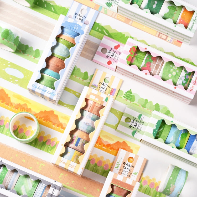 4rolls /Box 2.5cm x 2m Slow Life Washi Tape for Scrapbooking and Journal Decoration, Style: Garden Wall