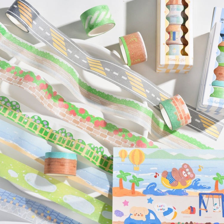 4rolls /Box 2.5cm x 2m Slow Life Washi Tape for Scrapbooking and Journal Decoration, Style: Garden Wall