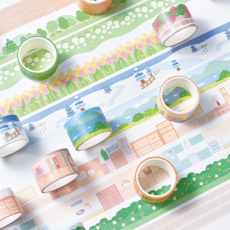 4rolls /Box 2.5cm x 2m Slow Life Washi Tape for Scrapbooking and Journal Decoration, Style: Indoor Floor