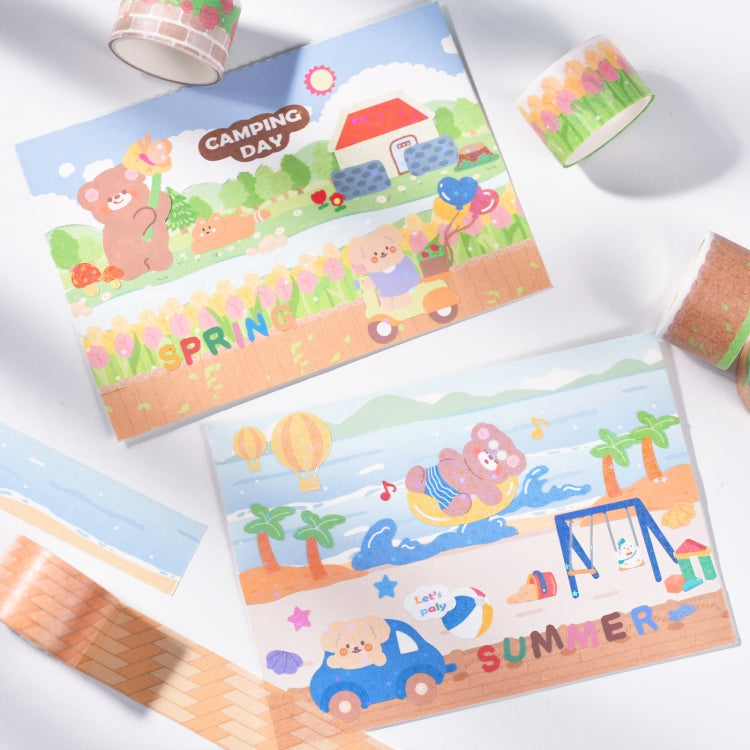 4rolls /Box 2.5cm x 2m Slow Life Washi Tape for Scrapbooking and Journal Decoration, Style: Garden Wall