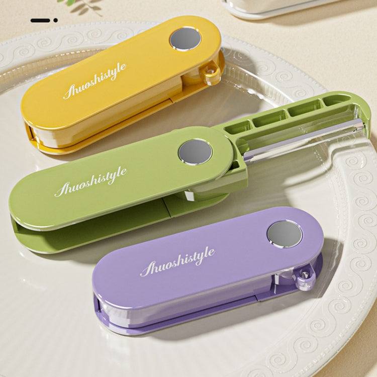 Folding Storage Kitchen Home Cutting Knife Outdoor Portable Stainless Steel Fruit Plane Peeling Device(Purple)