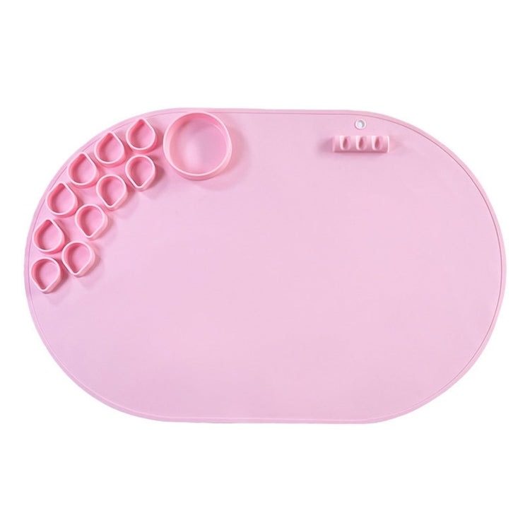 59 x 40cm  Oval Silicone Painting Pad Art Mat for Drawing Clay(Pink)