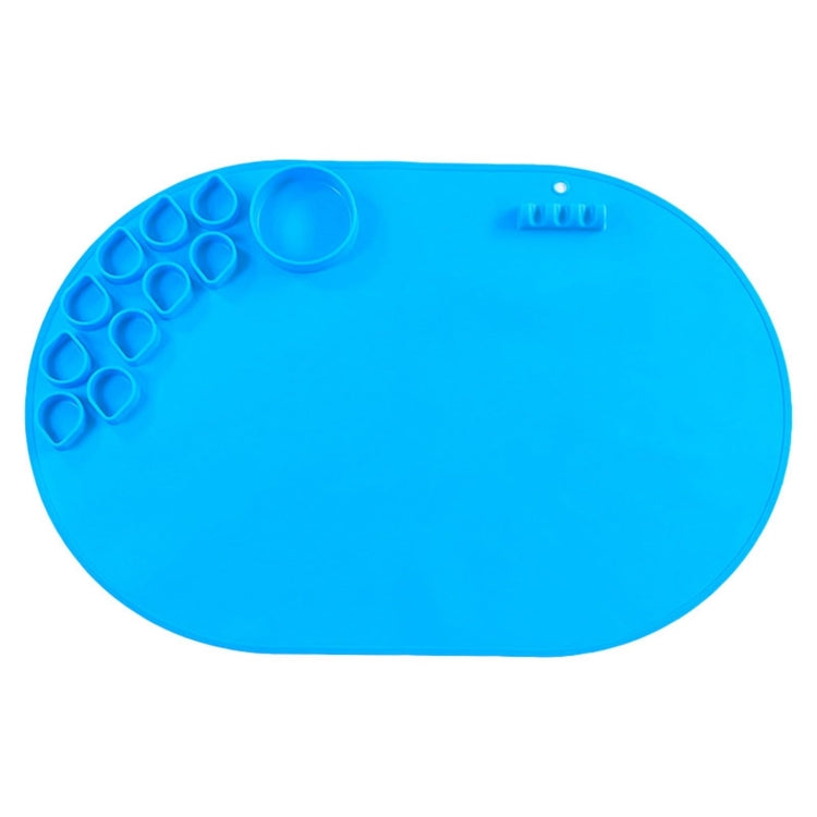 59 x 40cm  Oval Silicone Painting Pad Art Mat for Drawing Clay(Blue)