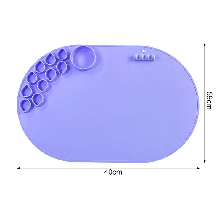 59 x 40cm  Oval Silicone Painting Pad Art Mat for Drawing Clay(Blue)