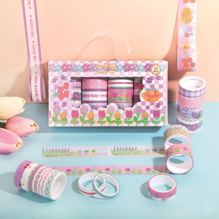 20rolls /Box Art Animals Flowers Washi Tape Set DIY Scrapbook Stickers, Style: Flower Series