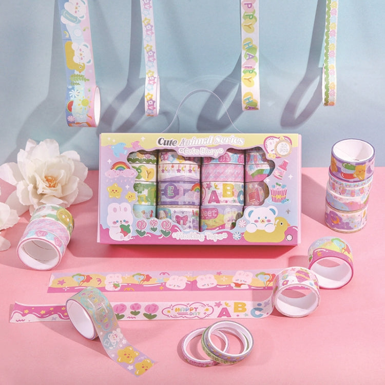 20rolls /Box Art Animals Flowers Washi Tape Set DIY Scrapbook Stickers, Style: Cute Animal