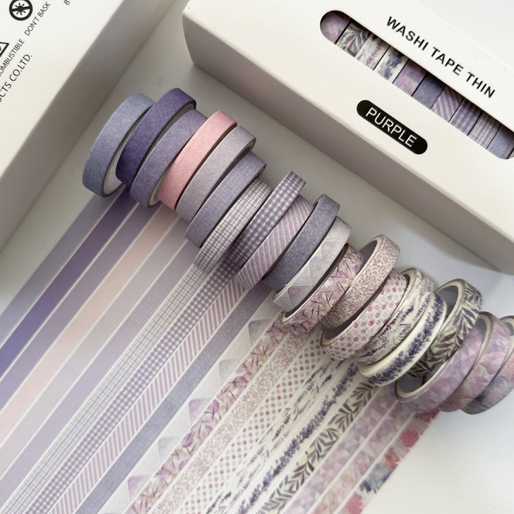 20rolls /Box 0.7cm x 3m Split Thin Washi Tape Set DIY Scrapbook Stickers(Purple)