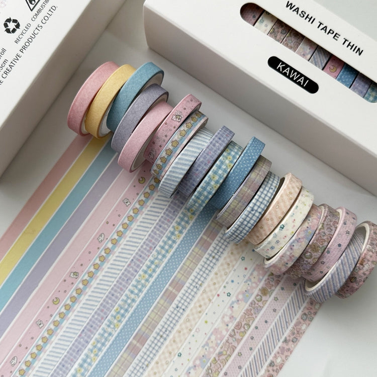 20rolls /Box 0.7cm x 3m Split Thin Washi Tape Set DIY Scrapbook Stickers(Kawai)