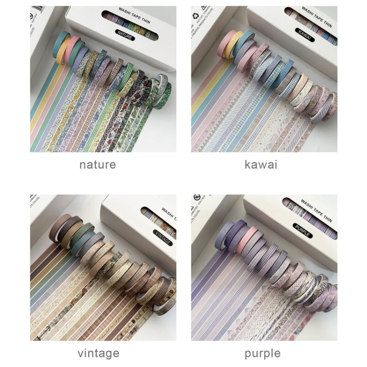 20rolls /Box 0.7cm x 3m Split Thin Washi Tape Set DIY Scrapbook Stickers(Purple)