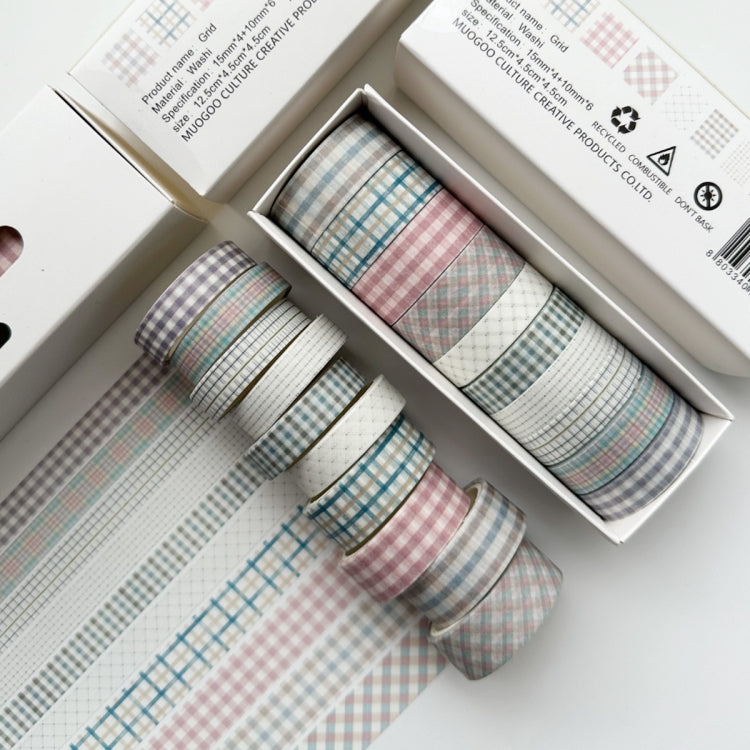10rolls /Box Combined Washi Tape Set DIY Scrapbook Stickers 1.5cmx4+1cmx6(Grid)