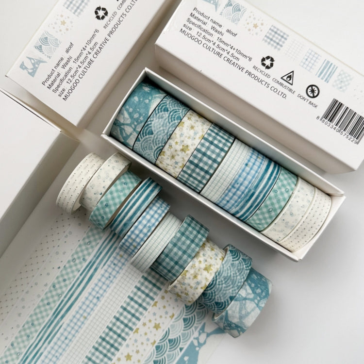 10rolls /Box Combined Washi Tape Set DIY Scrapbook Stickers 1.5cmx4+1cmx6(Aloof)