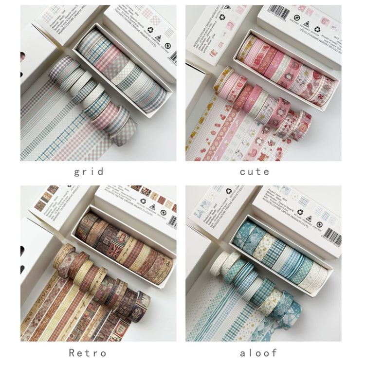 10rolls /Box Combined Washi Tape Set DIY Scrapbook Stickers 1.5cmx4+1cmx6(Aloof)