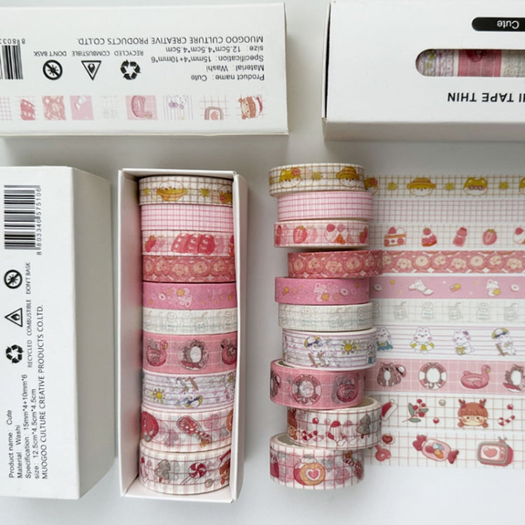 10rolls /Box Combined Washi Tape Set DIY Scrapbook Stickers 1.5cmx4+1cmx6(Retro)