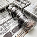 8rolls /Box  Ancient Style Transparent PET Tape Set for Journaling 3cm x 2+2cm x 2+1.5cm x 4(Badge Pattern)