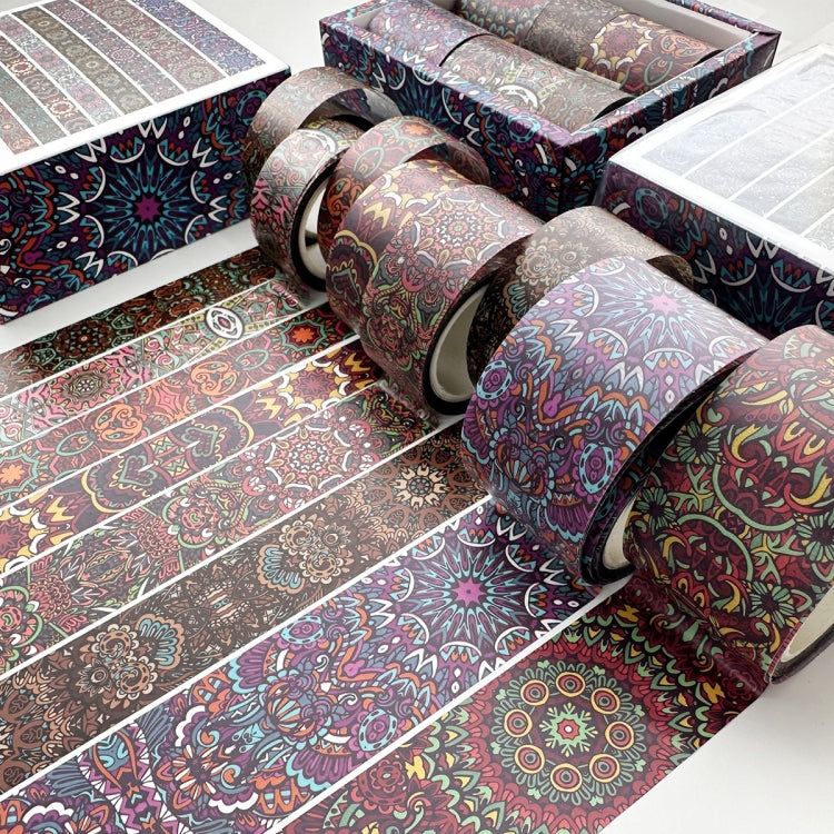 8rolls /Box  Ancient Style Transparent PET Tape Set for Journaling 3cm x 2+2cm x 2+1.5cm x 4(Decorative Floral)