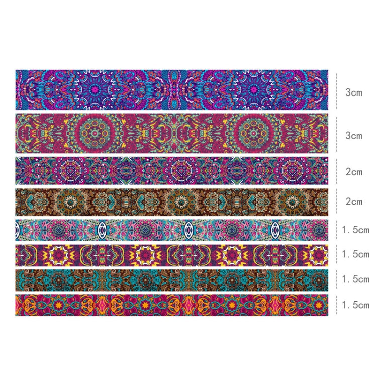 8rolls /Box  Ancient Style Transparent PET Tape Set for Journaling 3cm x 2+2cm x 2+1.5cm x 4(Decorative Floral)