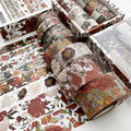 8rolls /Box  Ancient Style Transparent PET Tape Set for Journaling 3cm x 2+2cm x 2+1.5cm x 4(Flourishing Blossoms)
