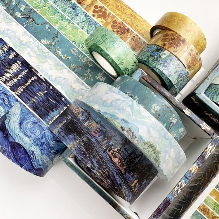 8rolls /Box  Ancient Style Transparent PET Tape Set for Journaling 3cm x 2+2cm x 2+1.5cm x 4(Badge Pattern)