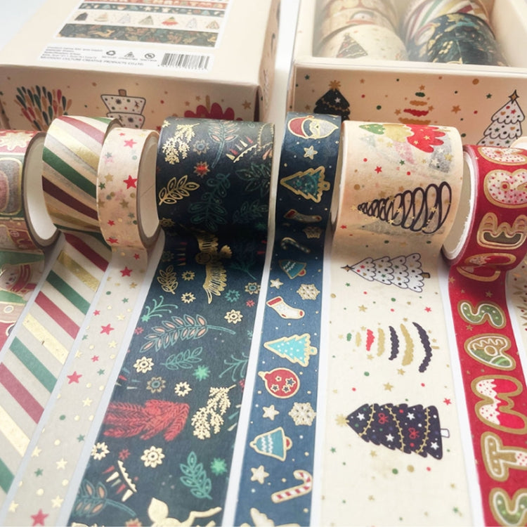 8rolls /Box Christmas Gold Foil Washi Tape Set for Journaling DIY Crafts 3cm x 2+1.5cm x 4+1cm x 2