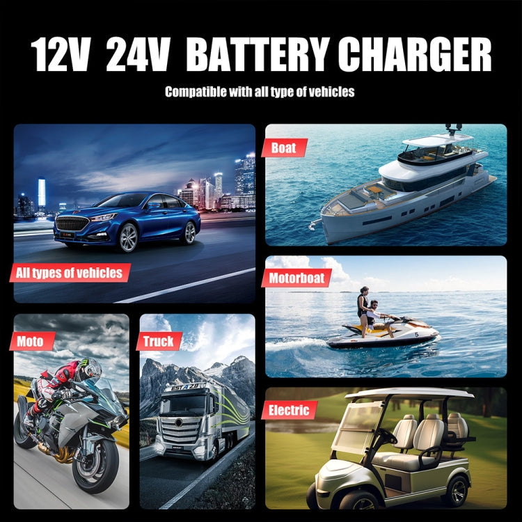 FOXSUR 25A 12V/24V Portable High-Power Car Ship Motorcycle Charger(UK Plug)