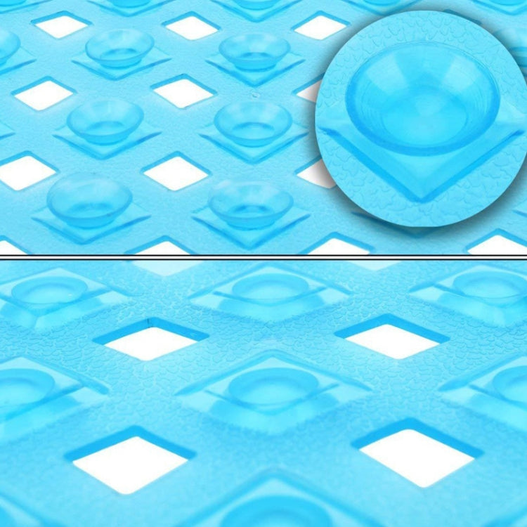 Non-slip Bath Mat Diamond Cut Bathtub Mats With Drain Holes And Suction Cup 53 x 53cm(Clear Blue)