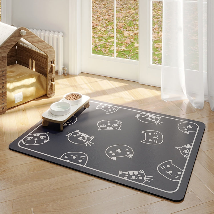Pet Floor Mat Anti-Tear And Bite Absorbent Feeding Mat Sleeping Anti-Slip Dog Nest Pad, Style: Cats Paradise Deep Gray(50x70cm)
