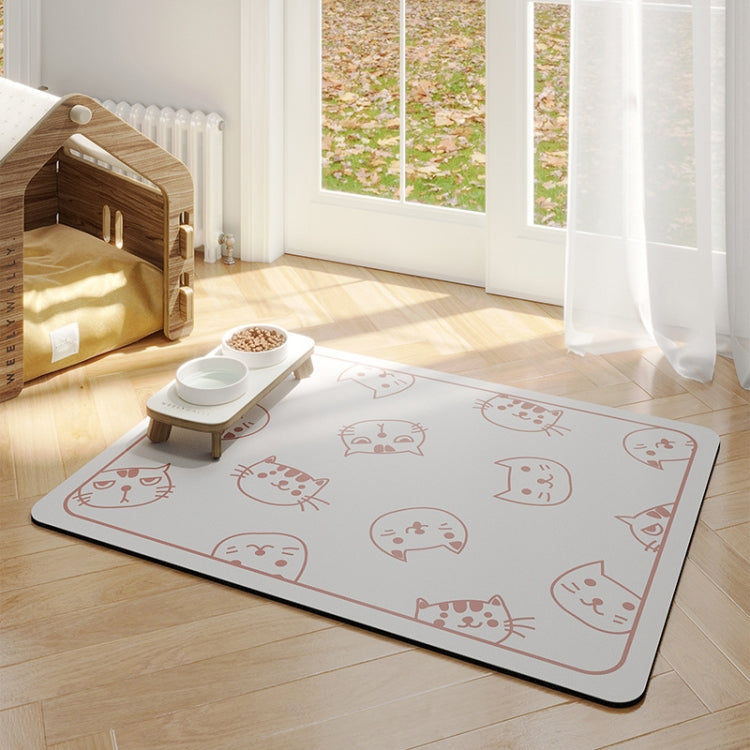 Pet Floor Mat Anti-Tear And Bite Absorbent Feeding Mat Sleeping Anti-Slip Dog Nest Pad, Style: Cats Paradise Light Gray(45x60cm)