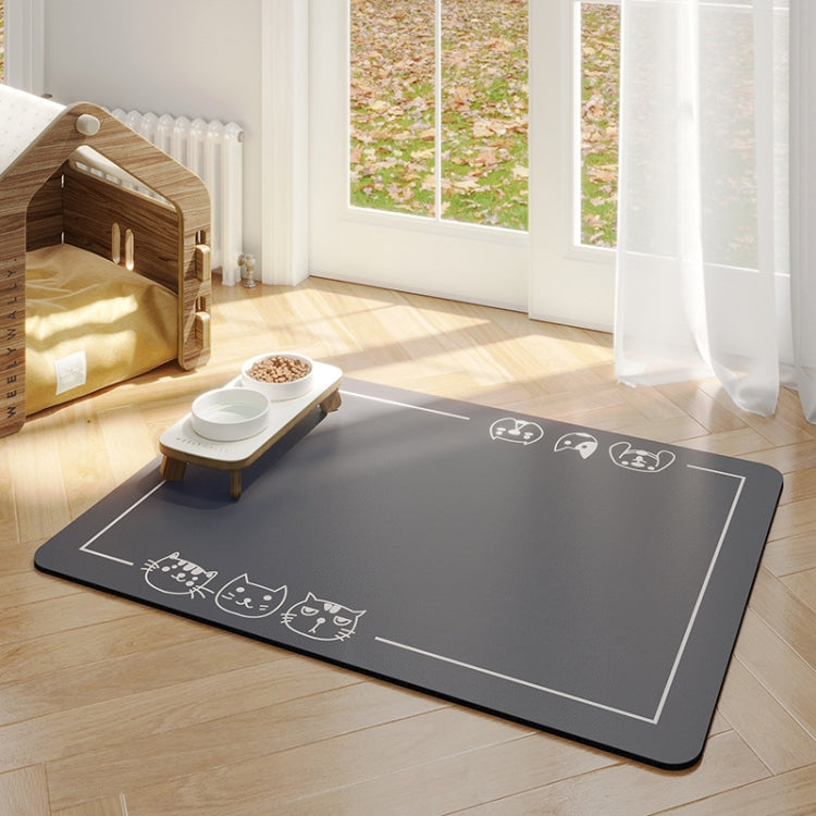 Pet Floor Mat Anti-Tear And Bite Absorbent Feeding Mat Sleeping Anti-Slip Dog Nest Pad, Style: Cats And Dogs Deep Gray(35x50cm)