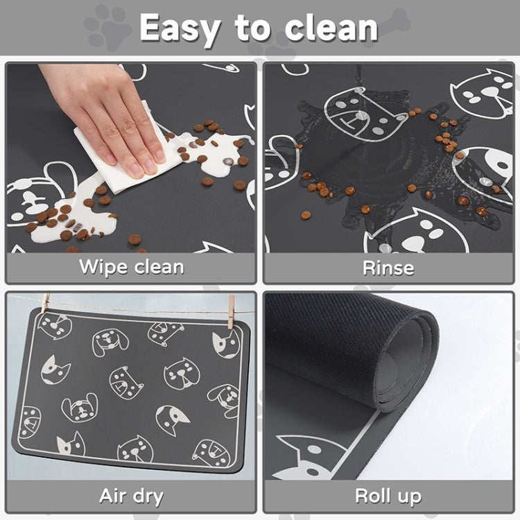 Pet Floor Mat Anti-Tear And Bite Absorbent Feeding Mat Sleeping Anti-Slip Dog Nest Pad, Style: Cats Paradise Deep Gray(35x50cm)
